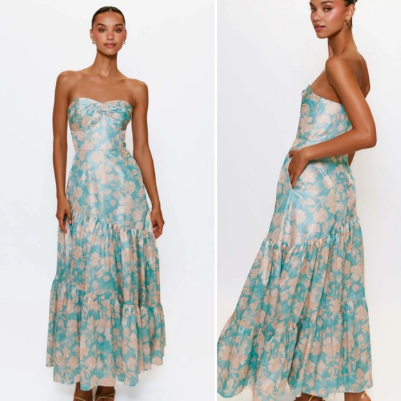 NWT Anthropologie Hutch Phoebe Floral Strapless Tiered Maxi Dress - Picture 6 of 13